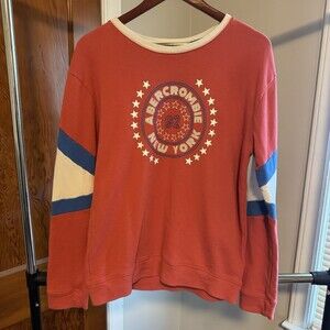 Abercrombie & Fitch Vintage Y2K Red White Blue Logo Crewneck Sweatshirt Size L